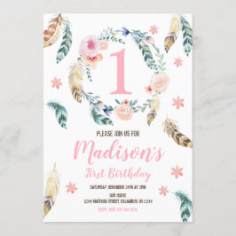 ボホトライバル1st誕生日招待状for a Girl 招待状