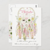 ボホトリバルドリームキャッチャーフェザーズフラワーズ先住民 ポストカード (正面/裏面)