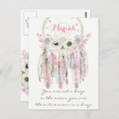 ボホトリバルドリームキャッチャーフェザーズフラワーズ先住民 ポストカード (正面/裏面)