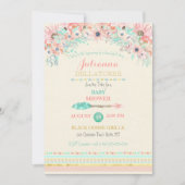 ボホトリバルピーチミントアローフローラ水彩 招待状 (正面)