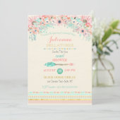 ボホトリバルピーチミントアローフローラ水彩 招待状 (スタンド正面)