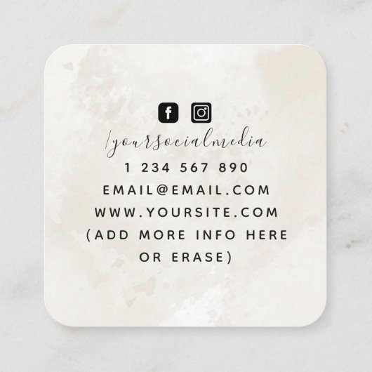 ボホトリプルムーンホワイト大理石読み取りエネルギーヒーラー スクエア名刺 (裏面)