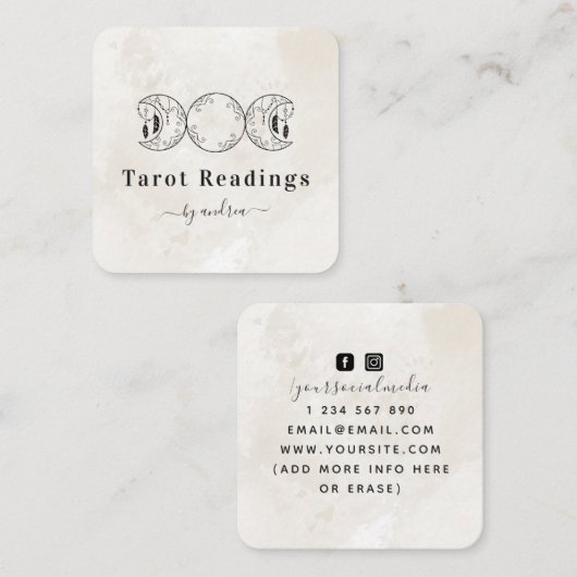 ボホトリプルムーンホワイト大理石読み取りエネルギーヒーラー スクエア名刺 (正面/裏面)
