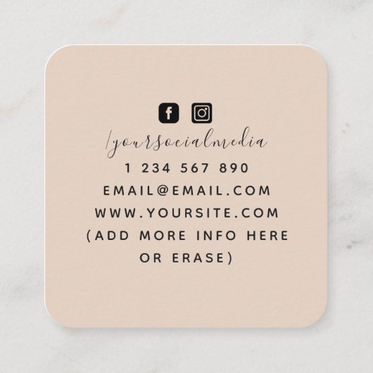 ボホトリプルムーン&フェザーベージュエナジーヒーラー スクエア名刺 (裏面)