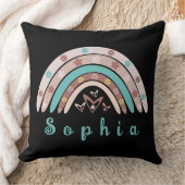 ボホトレンディーレインボーパーソナライズされたウィズネーム クッション (ブランケット)