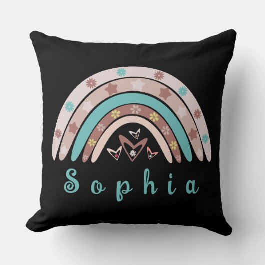 ボホトレンディーレインボーパーソナライズされたウィズネーム クッション (正面)