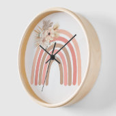 ボホトレンディーレインボーピンク乾花 壁時計 (傾斜)