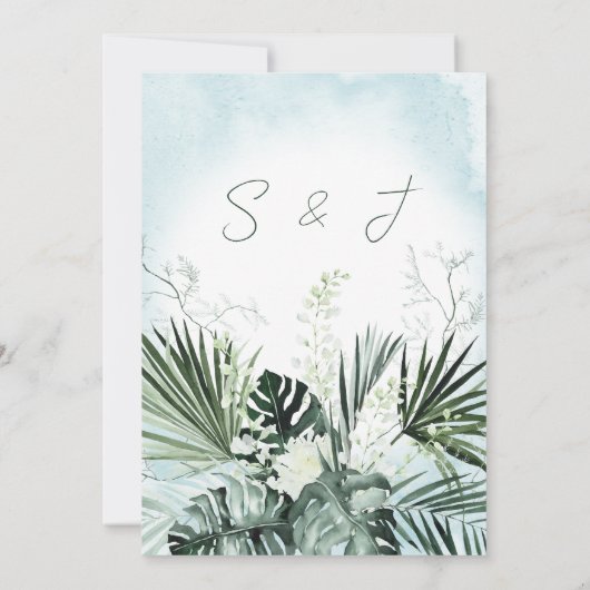 ボホトロピカルアクアウォーターカラー結婚ズ 招待状 (裏面)