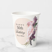 ボホトロピカルオウム50誕生日 紙コップ (正面)