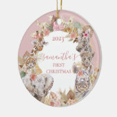 ボホトロピカルサファリージャングルアニマルズピンクガール セラミックオーナメント (左)