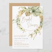 ボホトロピカルドライパームデザートブライダルシャワー 招待状 (正面/裏面)