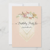 ボホトロピカルパンパスグラスフローラ誕生日パーティー 招待状 (裏面)