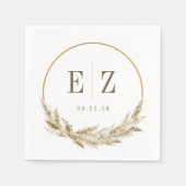 ボホトロピカルパンパスグラス結婚ズ スタンダードカクテルナプキン (正面)