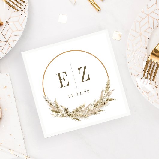 ボホトロピカルパンパスグラス結婚ズ スタンダードカクテルナプキン