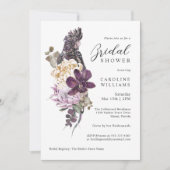 ボホトロピカルパープルオウムブライダルシャワー 招待状 (正面)