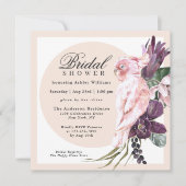 ボホトロピカルピンクオウムフローラブライダルシャワー 招待状 (正面)