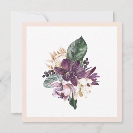 ボホトロピカルピンクオウムフローラ50誕生日 招待状 (裏面)