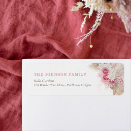 ボホトロピカルピンクローズベビーシャワー差出人住所 ラベル