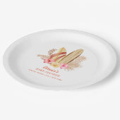 ボホトロピカルフラワーサーフィンベビーシャワー ペーパープレート (アングル)