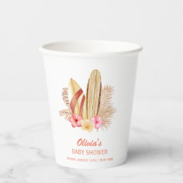 ボホトロピカルフラワーサーフィンベビーシャワー 紙コップ