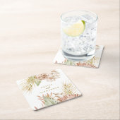 ボホトロピカルフローラとパーム結婚ズ スクエアペーパーコースター (インサイチュ)