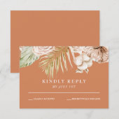 ボホトロピカルフローラとパーム結婚テラコッタR 出欠カード (正面/裏面)