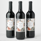 ボホトロピカルフローラビーチ結婚式 ワインラベル (ボトル)