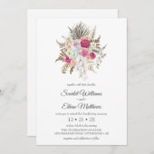 ボホトロピカルフローラ水彩フラワーハンドスティング 招待状 (正面/裏面)