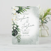 ボホトロピカルプラントウォーターカラー結婚式招待状 招待状 (スタンド正面)