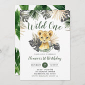 ボホトロピカルライオンクブボーイワイルドワン誕生日 招待状 (正面/裏面)
