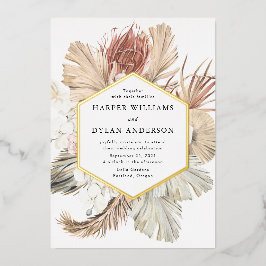 ボホトロピカルラブ結婚ズ金ゴールド 箔招待状