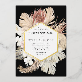 ボホトロピカルラブ結婚ズ金ゴールド 箔招待状