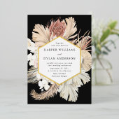 ボホトロピカルラブ結婚ズ金ゴールド 箔招待状 (立ち正面)