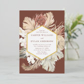 ボホトロピカルラブ結婚ズ金ゴールド 箔招待状 (立ち正面)