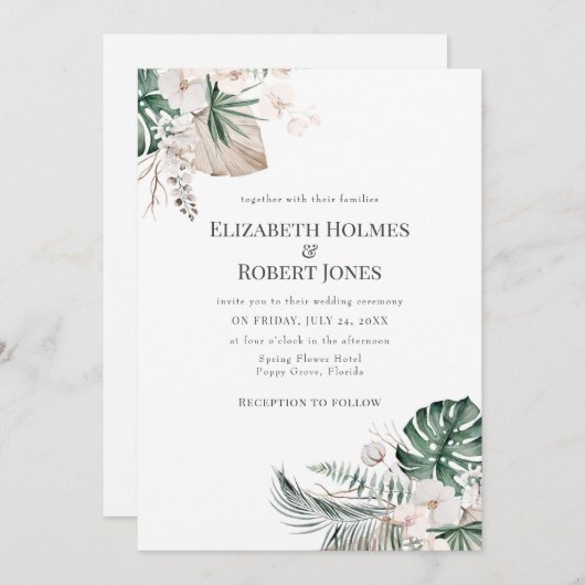 ボホトロピカル庭園の結婚式招待状 招待状 (正面/裏面)