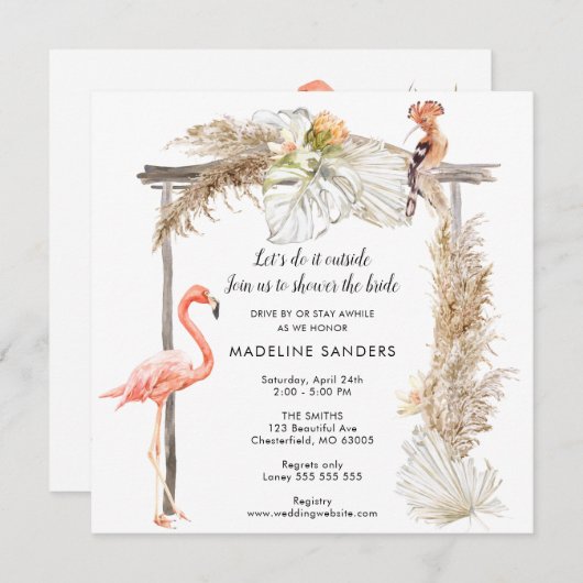 ボホトロピックスアウトサイドブライダルシャワー 招待状 (正面/裏面)