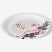 ボホトロピッフェミニンクピンクオウムブライダルシャワー ペーパープレート (アングル)