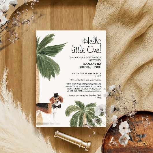 ボホドッグボーイ赤ちゃんシャワー素朴ビーグル 招待状
