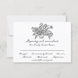 ボホドモダンードルハンドドロッドブラック&ホワイトシンプル 出欠カード