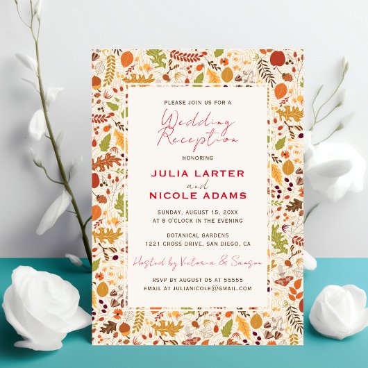 ボホドライト素朴ナム秋の結婚式披露宴 招待状