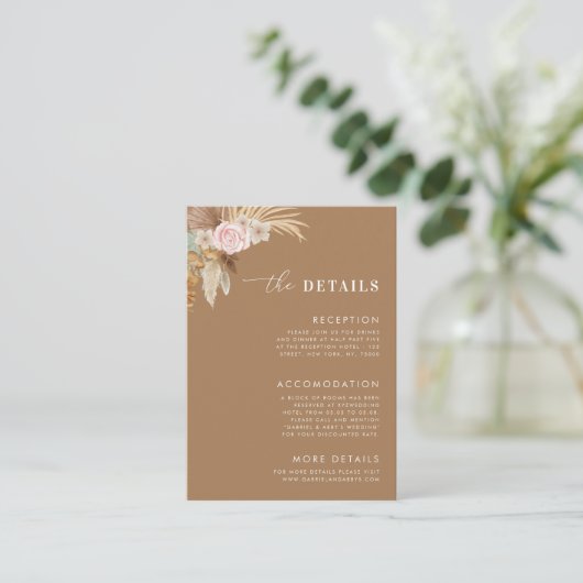 ボホドライパンパスグラス砂漠結婚の詳細 エンクロージャーカード (スタンド正面)