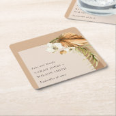 ボホドライパームさびフローラ結婚アー感謝していチ スクエアペーパーコースター (アングル)