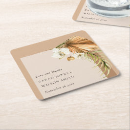 ボホドライパームさびフローラ結婚アー感謝していチ スクエアペーパーコースター