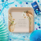 ボホドライパームさびフローラ結婚アー感謝していチ ペーパープレート (パーティー)