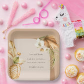 ボホドライパームさびフローラ結婚アー感謝していチ ペーパープレート (パーティー)