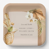 ボホドライパームさびフローラ結婚アー感謝していチ ペーパープレート (正面)