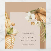 ボホドライパームさびフローラ結婚アー感謝していチ ワインラベル (シングルラベル)