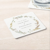 ボホドライパームパンパスグラスフローラ結婚リースズN スクエアペーパーコースター (アングル)