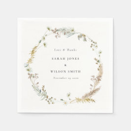 ボホドライパームパンパスグラスフローラ結婚リース スタンダードカクテルナプキン