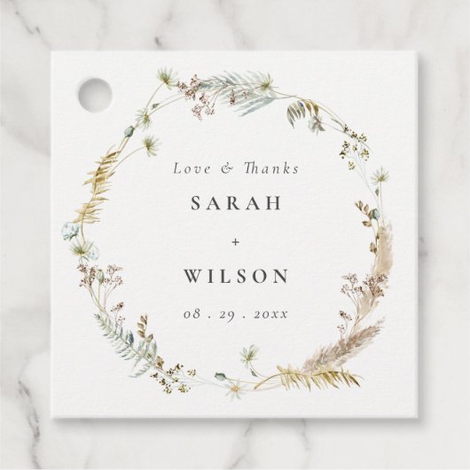 ボホドライパームパンパスグラスフローラ結婚リース フェイバータグ (正面)